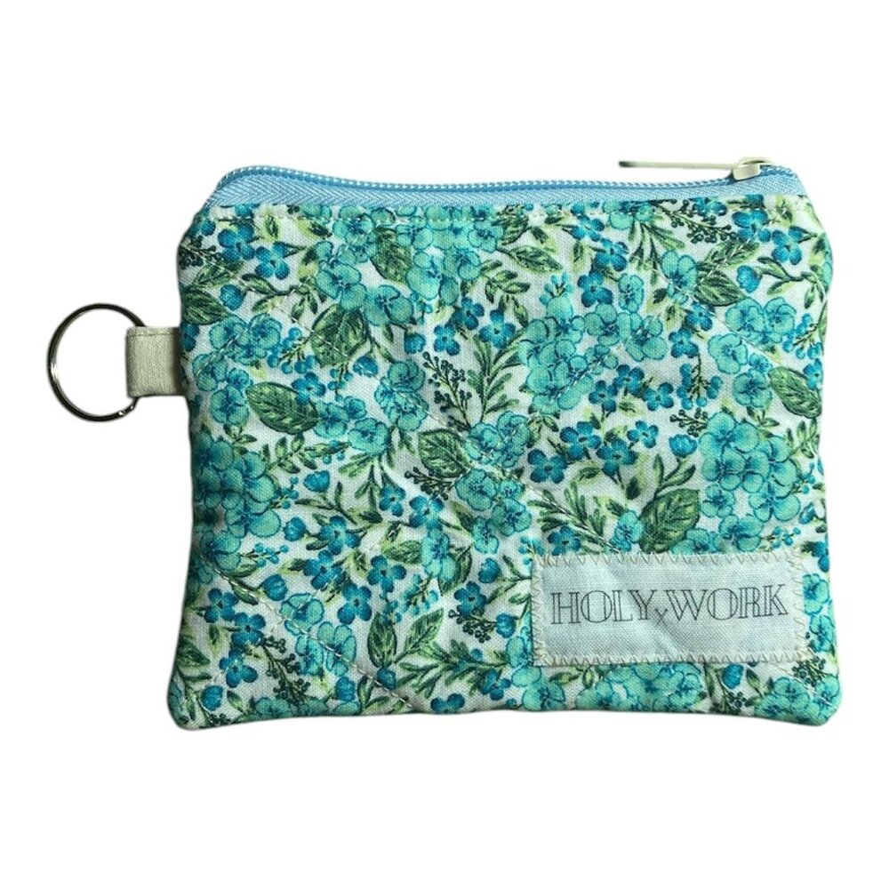 holy work quilted mini zip pouch handmade by yours truly 🖤